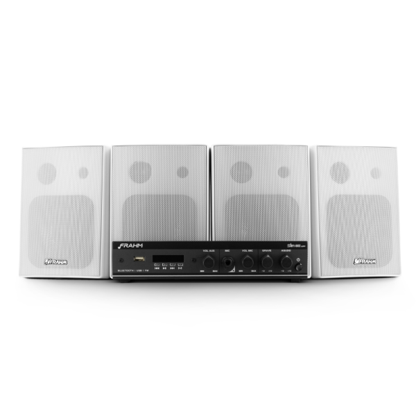 KIT SONORIZAÇÃO - SLIM 800 + 4 CAIXAS PS 200 NEW BRANCA (COM SUPORTE)